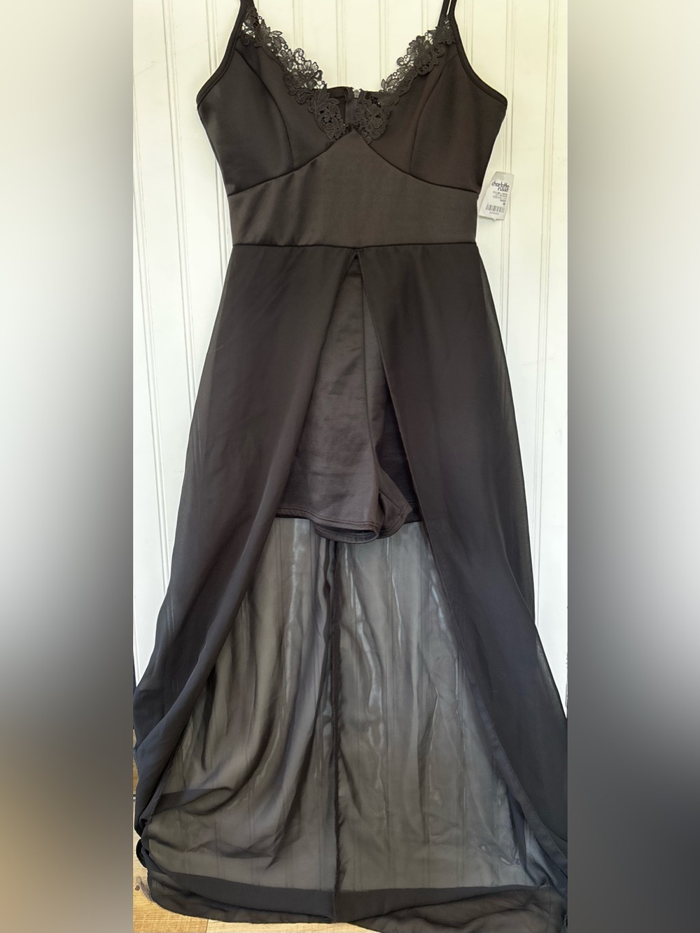 ⚫️NEW! FOREVER 21 High-Low Black romper with Sheer Overlay